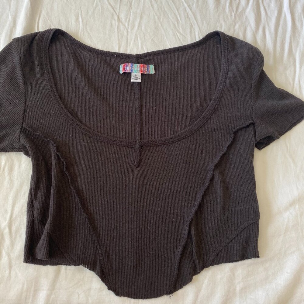 Urban Outfitters Corset like tee shirt loose fit black top! Size: L